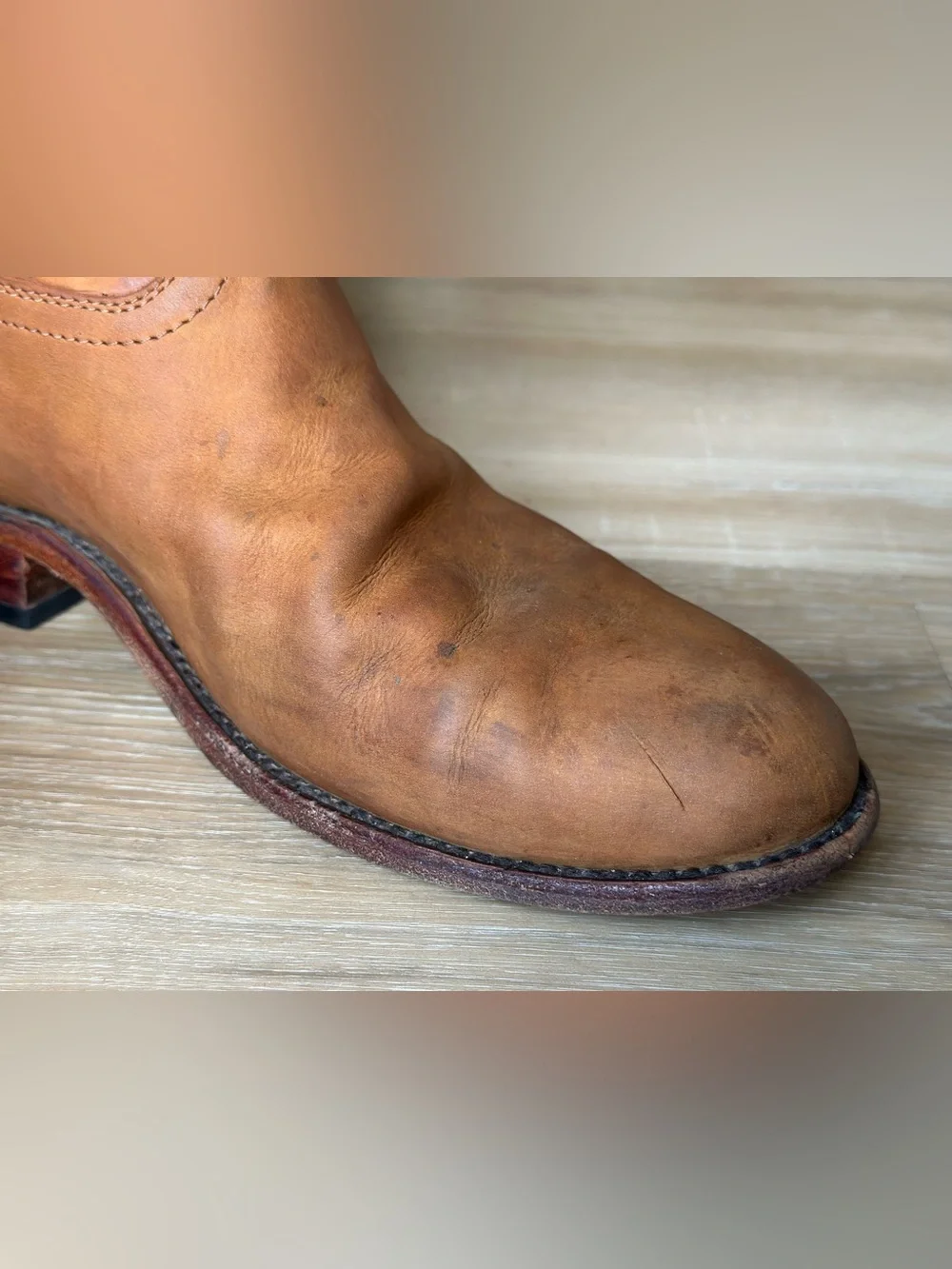 Rhodes Footwear Roper Leather Cowboy Boots Mens 10.5  Tan Brown Huckberry